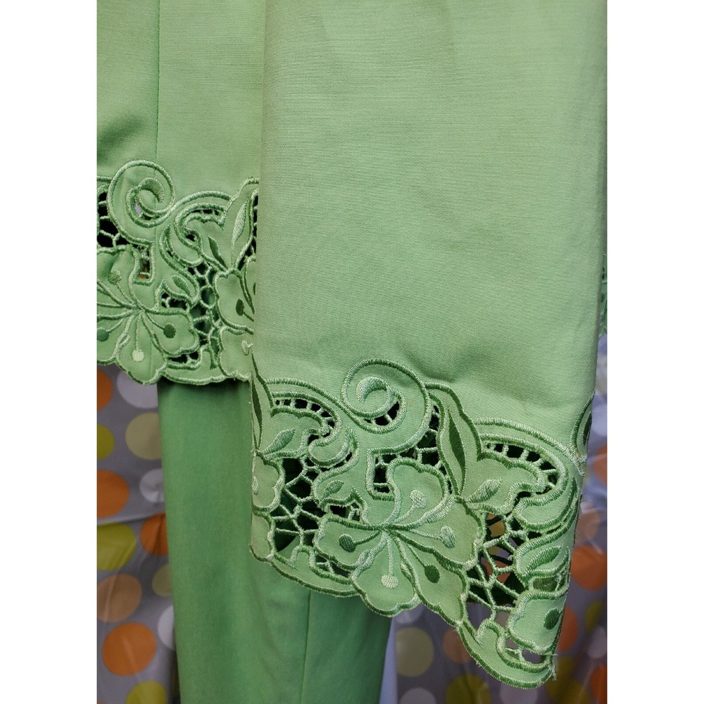 Lime Green Pant Suit With Embroid Trim. Stunning! Women's M, Wedding - Picture 5 of 10